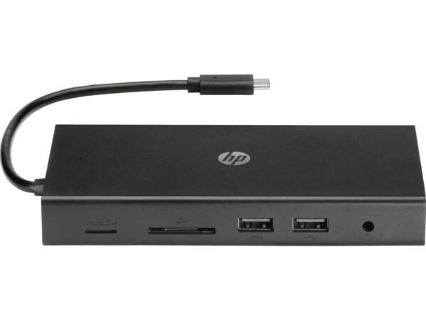 HP Travel USB-C Multi Port Hub Docking Station with USB-C, RJ-45, HDMI, SD and Micro SD Slots – 1C1Y5AA, Black