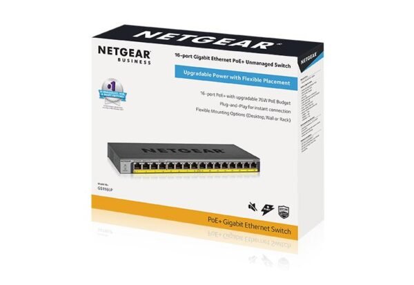 NETGEAR 16-Port Gigabit Ethernet Unmanaged PoE Switch (GS116LP)